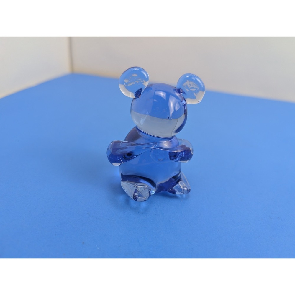 Vintage Blue Art Glass Teddy Bear Paperweight 3"